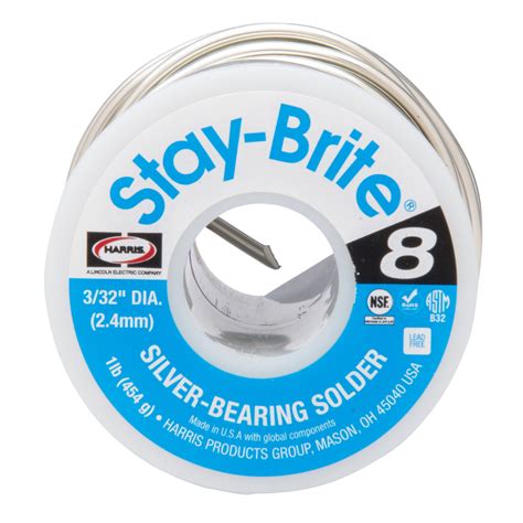 Harris 3/32" x 1 lb Stay Brite 8 Silver Solder Lead-Free SB851