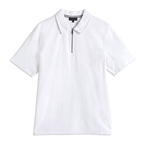 Buy Men White Textured Polos Online at The Collective - 904287