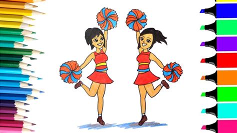 How to draw cheer girls - YouTube