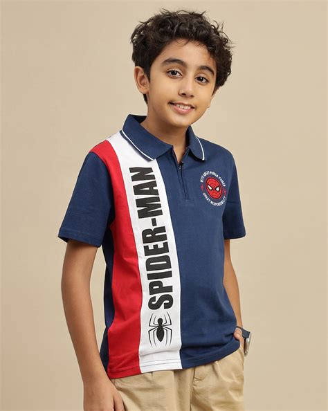 Spiderman Printed Regular Fit Polo-T-Shirt For Boys – Kidsville