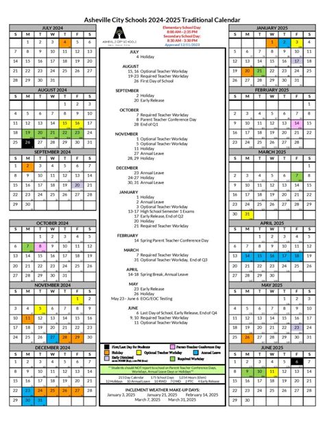 Asheville City Schools Calendar 2025-2026 in PDF
