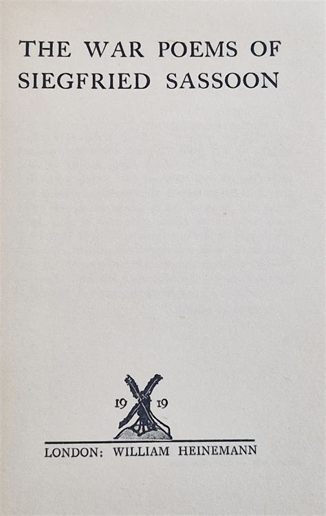 The War Poems of Siegfried Sassoon. by SASSOON, Siegfried: Very Good ...