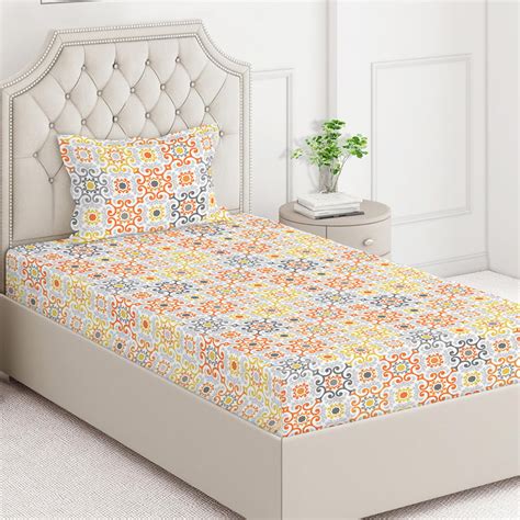 Buy LAYERS Zen Cotton Blend 225TC Printed 2Pcs Single Bedsheet Set from ...