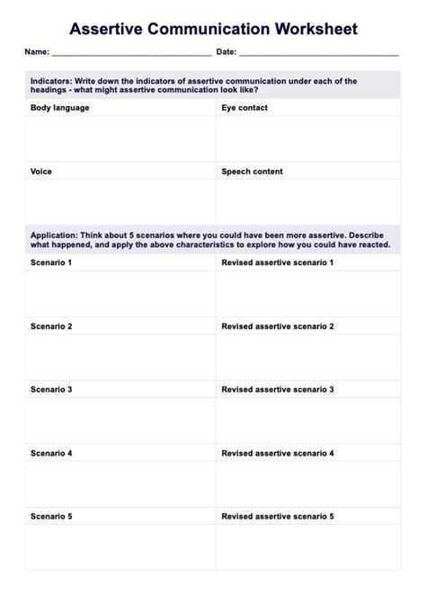 Assertive Communication Worksheet 的图像结果