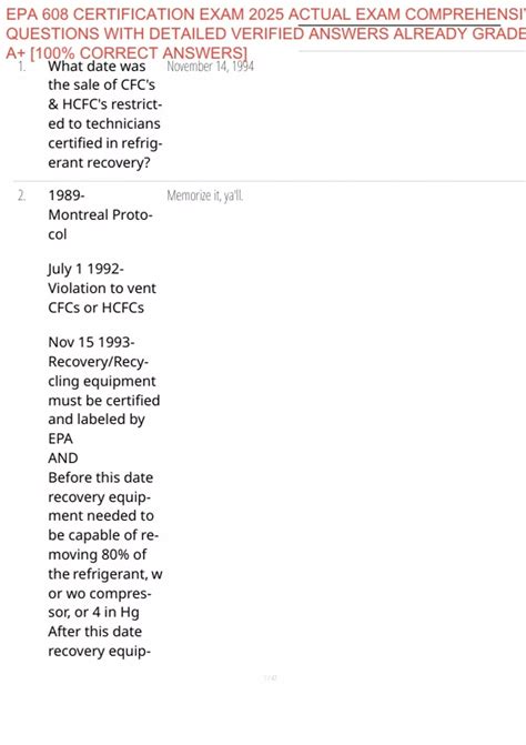 EPA 608 CERTIFICATION EXAM 2025 ACTUAL EXAM COMPREHENSIVE QUESTIONS ...