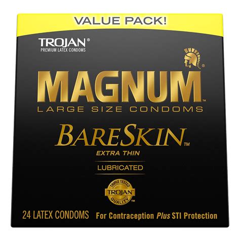 TROJAN Magnum BareSkin – Preservativos grandes de alta calidad, cómodos y suaves lubricados para ...