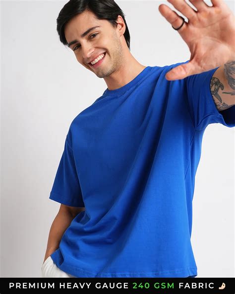 Men's Royal Blue Plain Solid Oversized T-shirt – Bronoun