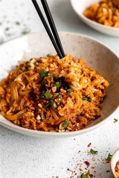 Spicy Peanut Chicken Noodles - Eat With Clarity