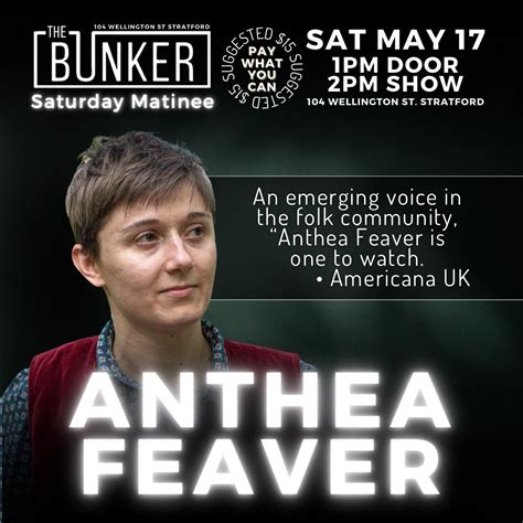 Saturday Matinee - Anthea Feaver, The Bunker Performance Lounge & Cafe ...