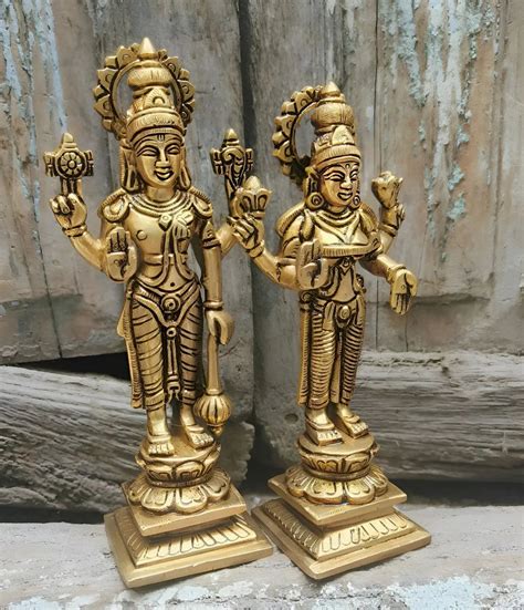 8" Lakshmi Vishnu Chola Statues. - Craftview – Craftsview