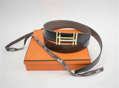HERMÈS BELT, with H au carre buckle in permabrass plated metal, black ...