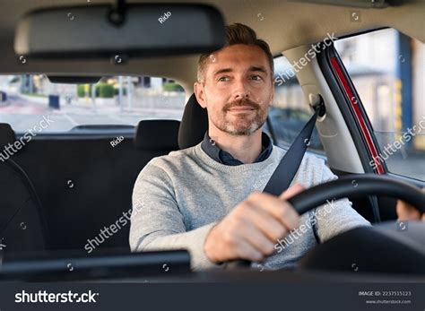Man Driving Car Side View