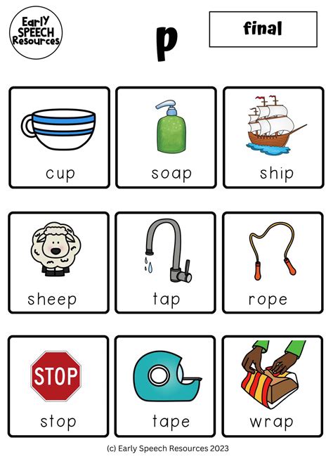 P – Final – Articulation Sheet – Early Speech Resources