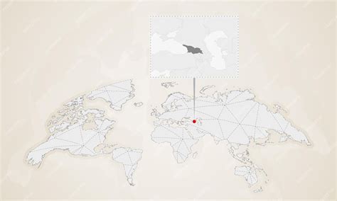 Premium Vector | Map of georgia with neighbor countries pinned on world map