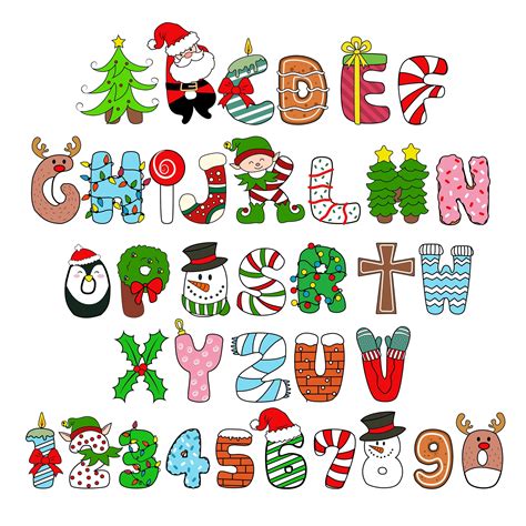 Christmas Alphabet PNG, Christmas Doodle Font, Christmas Doodle Letters ...