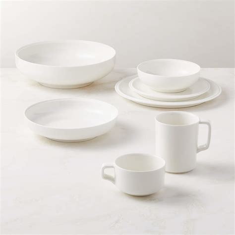 Frette 4-Piece Off-White Dinnerware Set with Soup Bowl + Reviews | CB2