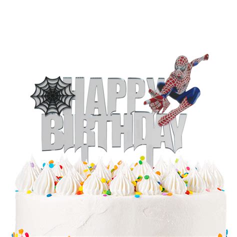 Buy Acrylic Happy Birthday Spider-Man Cake Topper for Superhero Theme ...