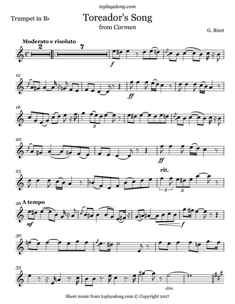 Toreador’s Song from Carmen – toplayalong.com