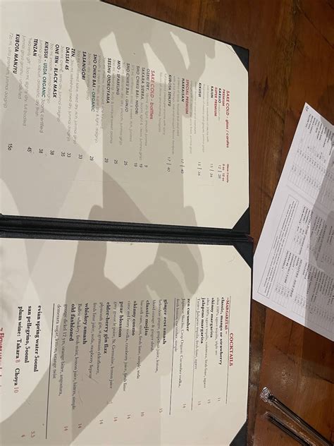 Menu at Sushi Nami restaurant, Sandy Springs