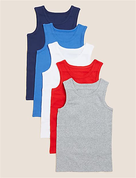 Buy 5pk Pure Cotton Vests at Marks & Spencer