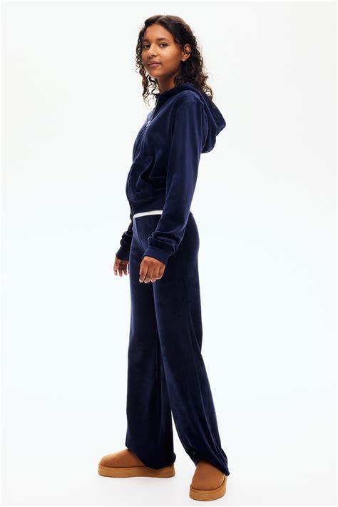 Flared velour joggers - Navy blue - Kids | H&M IN
