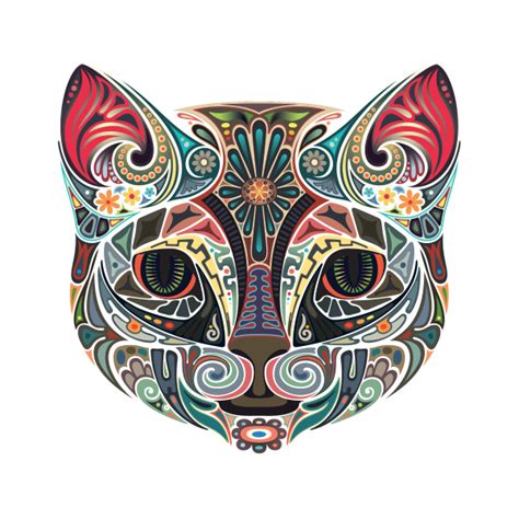 Printed vinyl Floral Domestic Cat Head | Stickers Factory