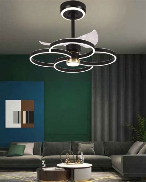 Flower Shape Retractable Ceiling Fan + Chandelier Light (with Remote C