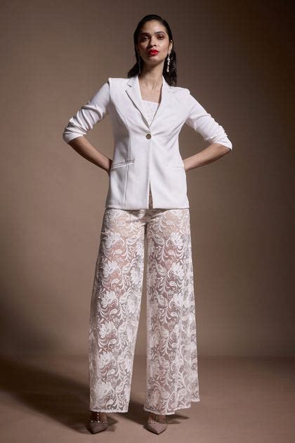 Ivory Blazer | Ivory Embroidered Pant – dash and dot