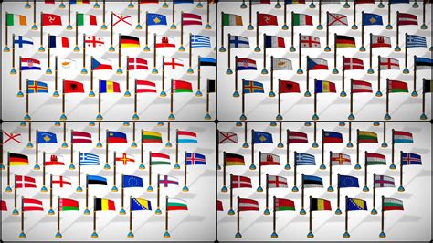 Europe Countries Flags Pack Toon Style Low Poly Collection