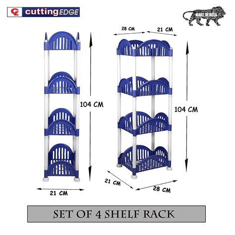Cutting EDGE Premium Eco-Plastic Shelf Rack 32x23 CM - 4 Layer, For Ki