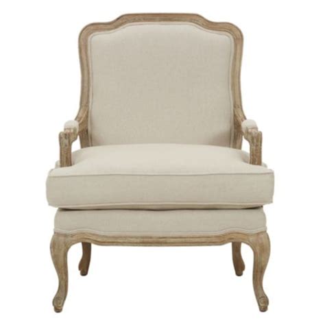 Mikaela Chair with Louis XV Style & Natural Linen Blend