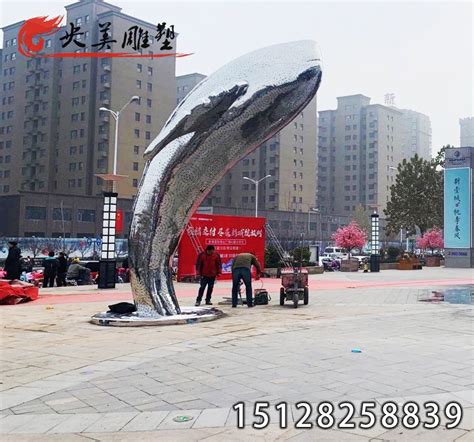 不锈钢动物海豚雕塑-河南濮阳南乐新城国际商业广场案例工程