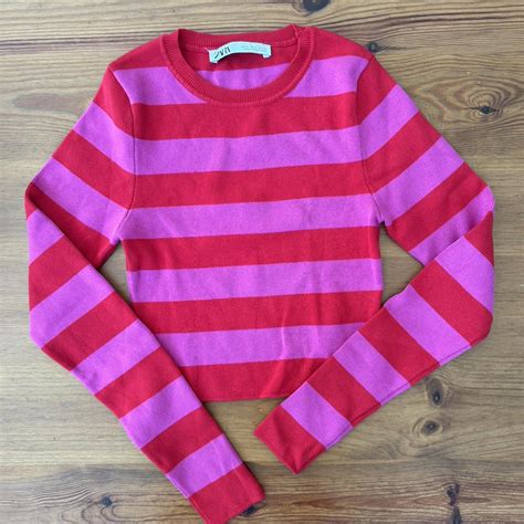 Pink and red stripe sweater. Never worn without... - Depop