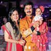 Richa and Sushanto Roy pose with their baby, during her annaprashan ...