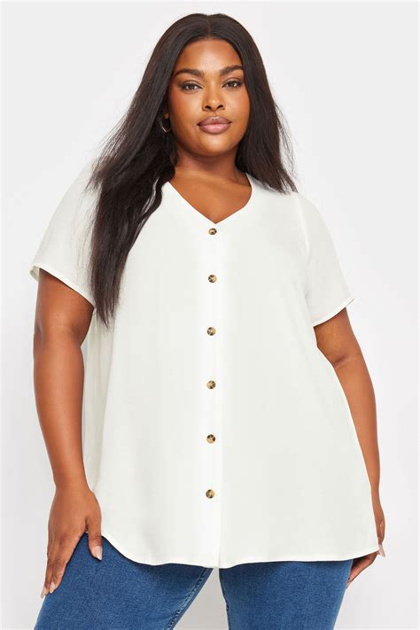 YOURS Plus Size White Button Front Blouse | Yours Clothing