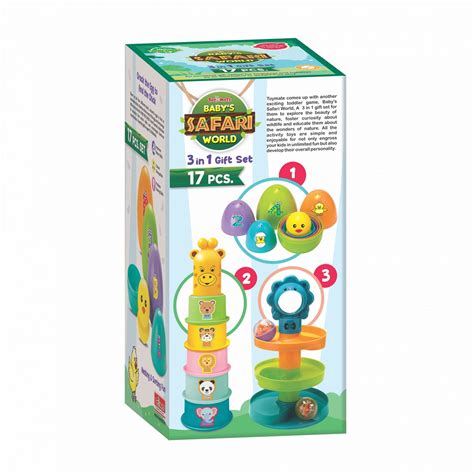 Baby’s Safari World 3-in-1 Gift Set – 17 PCS | Educational Nesting, St ...