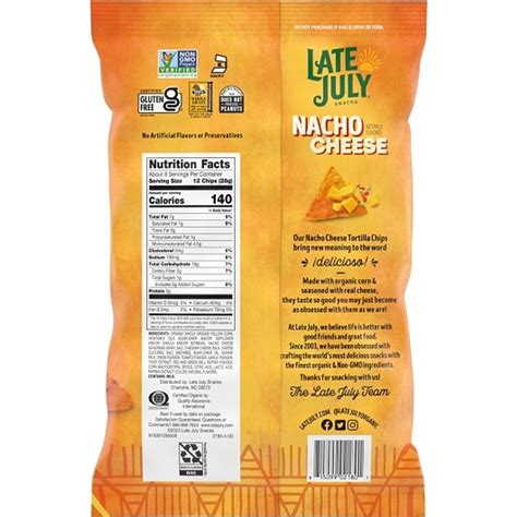 Late July Clasico Nacho Cheese Tortilla Chips, 7.8 Ounces, 12 Per Case