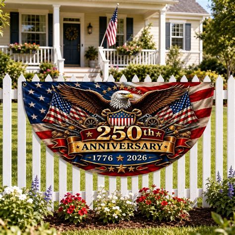 1776-2026 U.S. 250th Anniversary Bunting Half Round Fan Flag, Patriotic ...