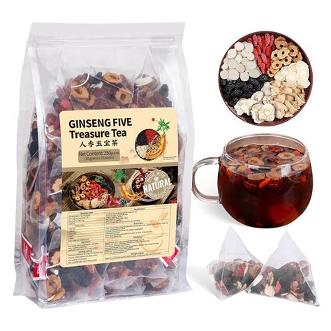Amazon.com : Ginseng Five Treasures Kidney Tea, Traditional Chinese Herbal TeaBags, Natural ...