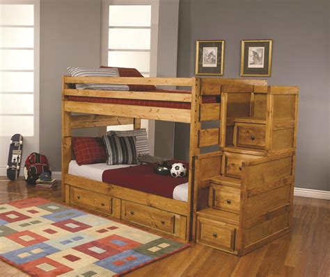 Solid Wood Bunk Beds With Stairs | Foter