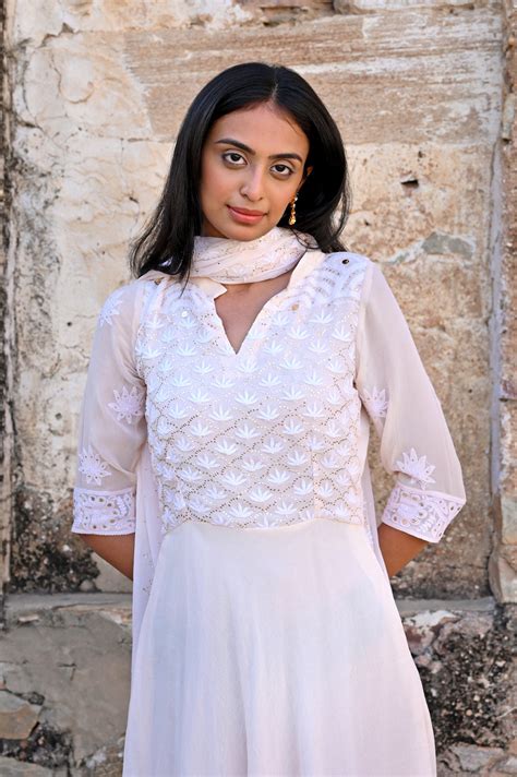 georgette Anarkali set with yoke design