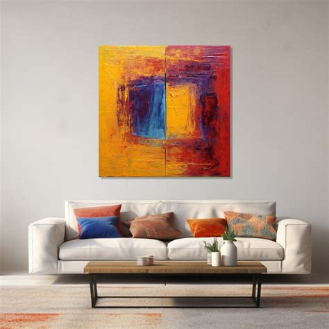 Abstract Modern Art in Bright Orange yellow Red and Blue – CRAFTICO