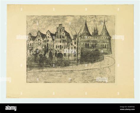 This painting features Lübeck's urban landscape, where Munch's use of ...