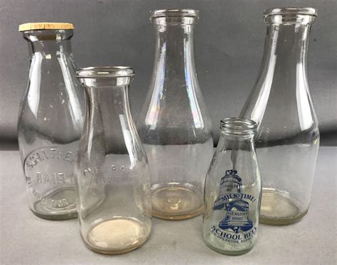 Sold Price: Group of 5 : Antique Glass Milk Bottles - September 3, 0120 ...