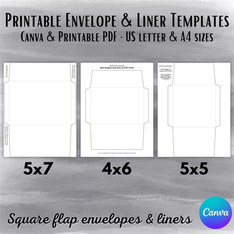 Envelope & Envelope Liner Canva Templates and Printable PDF 5x7, 4x6 ...
