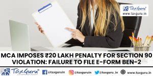 MCA Imposes ₹20 Lakh Penalty for Section 90 Violation: Failure to File ...