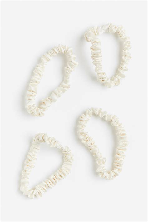 4-pack silk scrunchies - Cream - Ladies | H&M IN