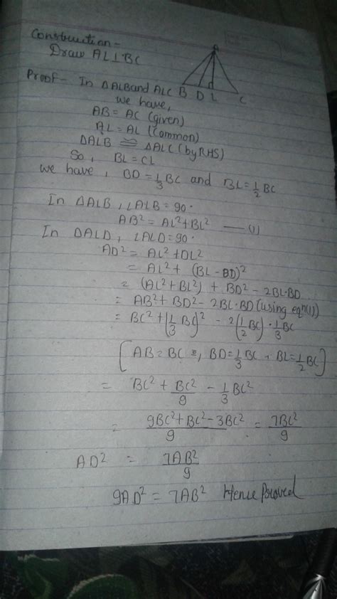 In an equilateral triangle ABC D is a point on side BC such that BD=1 ...