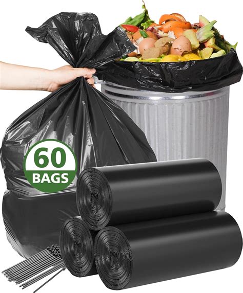 Amazon.com: 20 Gallon Trash Bags Kitchen Tall with Black Zip Ties （100 ...