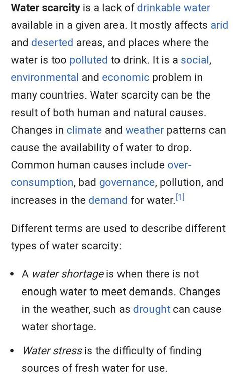 A paragraph of water crisis in 120 - Brainly.in